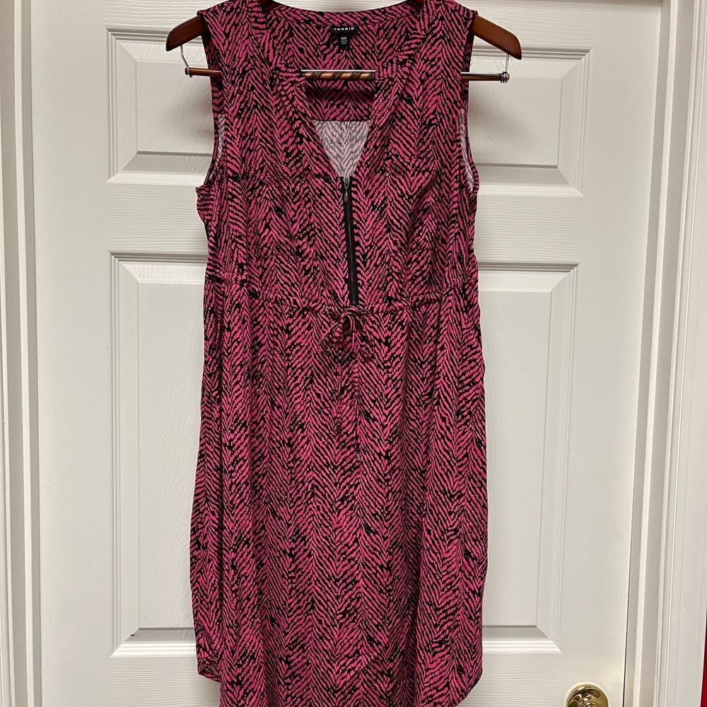 Torrid Pink Herringbone Challis Zip Front Dress sz 00 10/12 NWOT